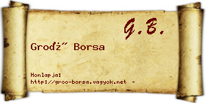Groó Borsa névjegykártya